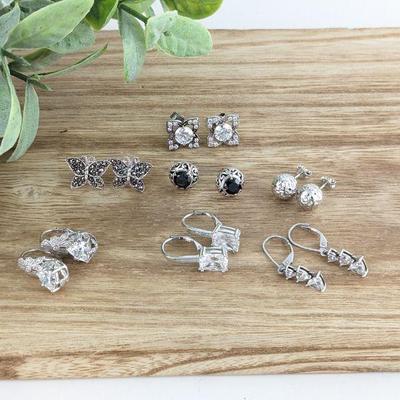 Lot of 7 Pairs of Sterling Silver Earrings