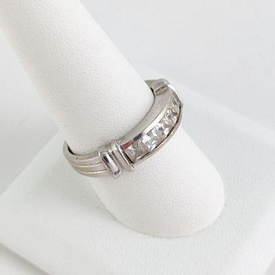14K White Gold and CZ Ring