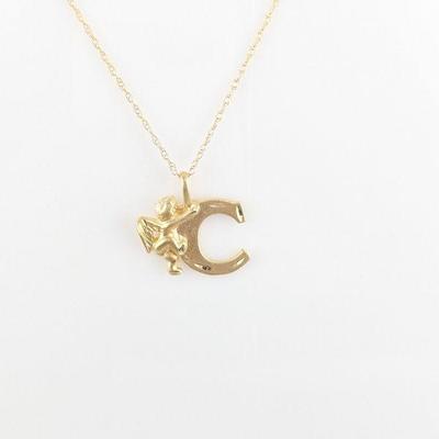Michael Anthony 14K Yellow Gold Initial Letter C with Cherub Pendant