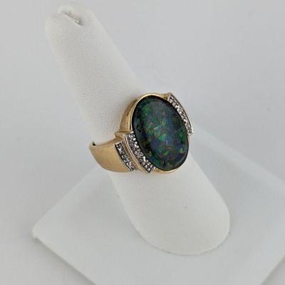Jam Creations 10K Yellow Gold Synthetic Opal Doublet Ring
