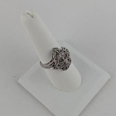 Jam Creations 10K White Gold Diamond Filigree Ring