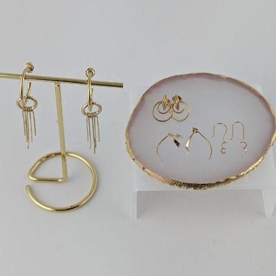 Lot of Four Pairs 14K Yellow Gold Earrings