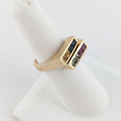 Michael Valitutti 14K Yellow Gold & Multicolor Sapphire Ring 