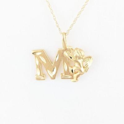 Michael Anthony 14K Yellow Gold Initial Letter M with Cherub Pendant