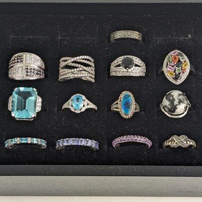 Lot of 13 Sterling Silver Rings