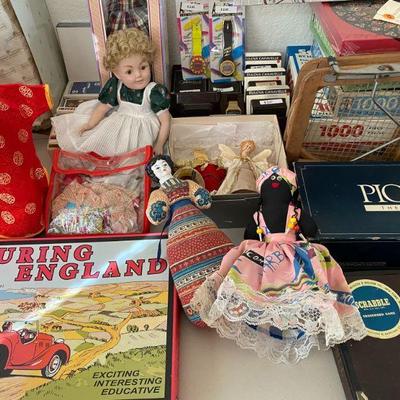 Vintage dolls and games