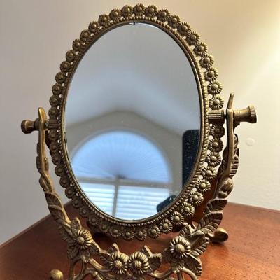 Antique cast iron vanity mirror