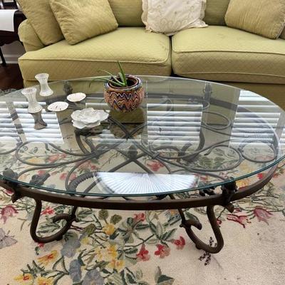 Vintage Wrought iron oval coffee table