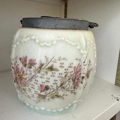 Vintage hand painted biscuit jar