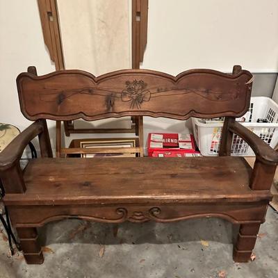 Antique hand carved bench 