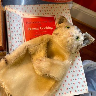 Mastering the Art of French Cooking (5th printing) & Steiff hand puppet