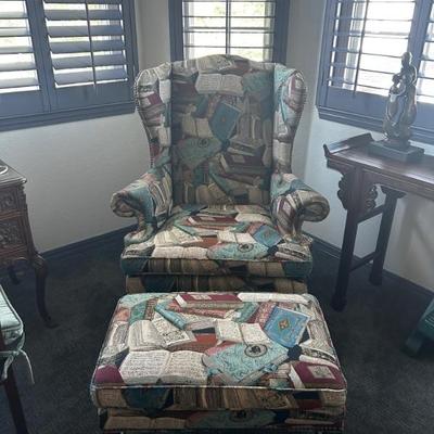 wingback chair with ottoman 