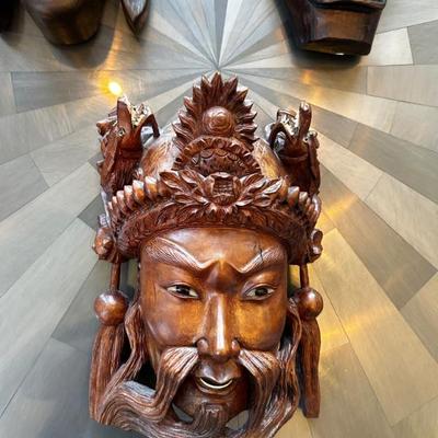 Chinese solid wood carved masks 