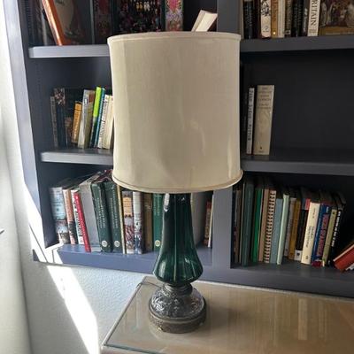 Vintage Mcm green glass lamp 