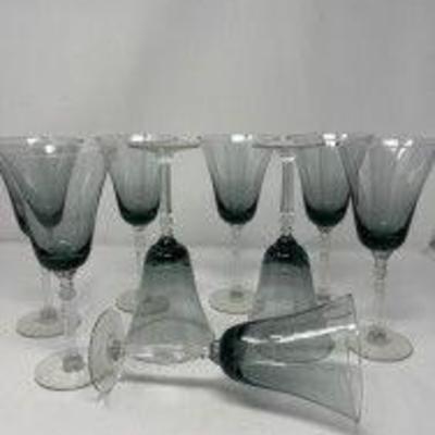 Smoky Glass Vintage Stemmed Drinking Glasses