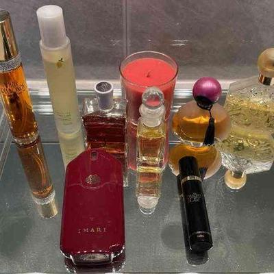 Perfume Selection With Mirrored Tray * WHITE DIAMONDS * IMARI * YVES SAINT LAURENT
