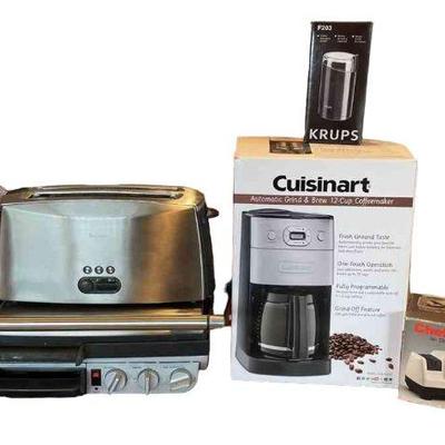 Variety Of Kitchen Appliances * Cuisinart 12 Cup Coffee Maker * Breville Toaster And Counter Top Grill * Cuisinart Waffle Maker * Waring...