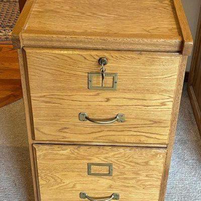 2 Drawer Wood Filing Cabinet * Locks
