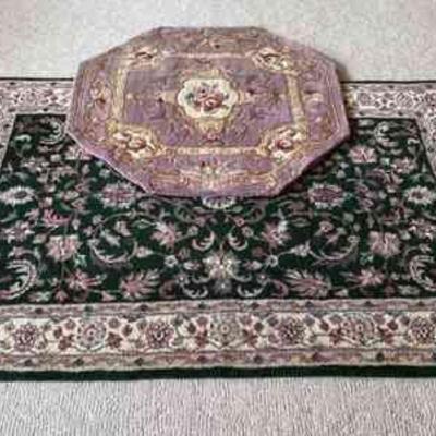 Two Quality Green / Lavender Tones Area Carpets * Royal Palace * Hexagon
