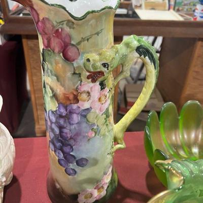 Large hand painted pitcher