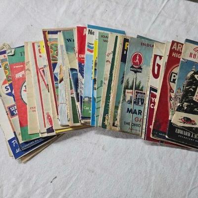 #2104 â€¢ Vintage Road Maps and Vintage Mirrors
