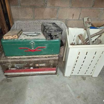 #2404 â€¢ (2) Toolboxes and Farm Tools
