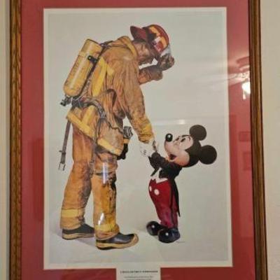#3002 â€¢ Framed DisneyLand Tribute to Firefighters, Sunland Fires 1993
