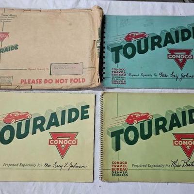 #2322 â€¢ 3 Conoco Travel Club Touraide Guides 2 from 1937 and 1 from 1941
