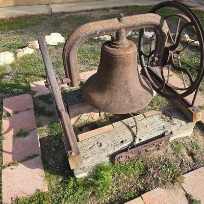 #1392 • Antique Metal Bell and Sign

