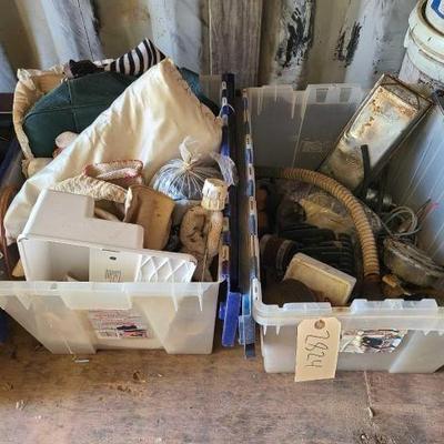 #2824 â€¢ (2) Totes with Miscellaneous Items and (3) 5 Gallon Buckets
