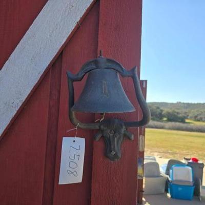 #2508 â€¢ Vintage Cast Iron Bell with Bull

