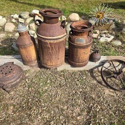 #1384 • 3 Milk Jugs Kettle Bell Wheel and Lawn art
