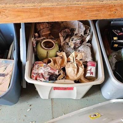 #1958 â€¢ 3 Totes of Trinkets, Glass, and Other Collectables
