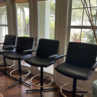 4 Leather Armed Barstools