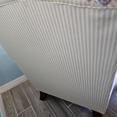 Both chairs need cleaning, the ottoman has a small hole in it.