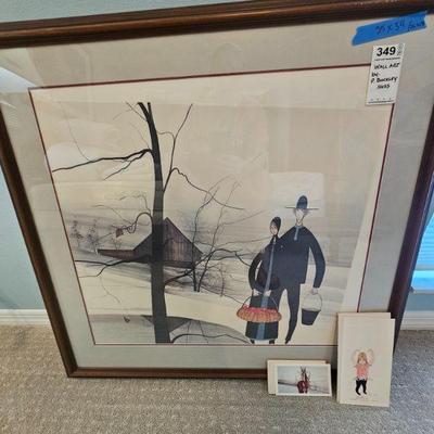 This beautiful P. Buckley Moss art has slipped from is original place.  Needs to be re-set