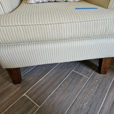 Both chairs need cleaning, the ottoman has a small hole in it.