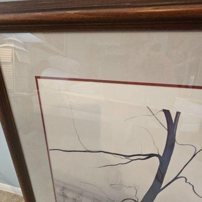This beautiful P. Buckley Moss art has slipped from is original place.  Needs to be re-set