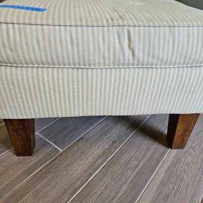 Both chairs need cleaning, the ottoman has a small hole in it.