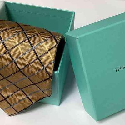 MHT418 - Tiffany & Co. Men's Gold Design Necktie/Tie with Box