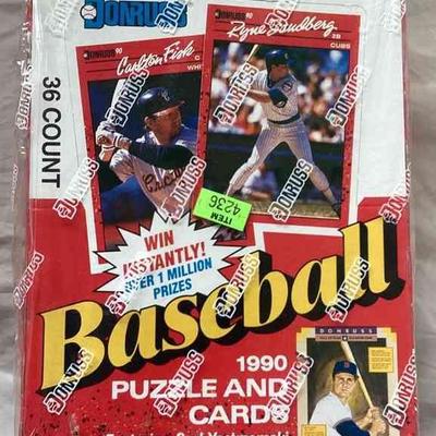 MHT036 - Vintage Donruss Baseball 1990 Puzzle & Cards Factory Sealed Box 36 Count Sealed Packs