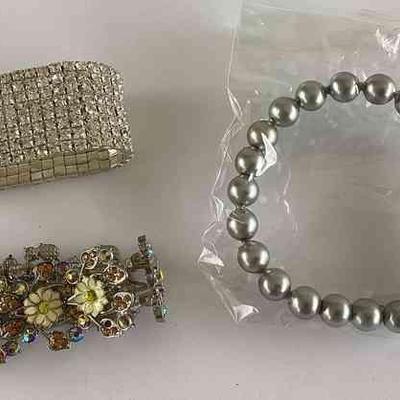 MHT205 - Trio of Vintage Costume Jewelry Bracelets
