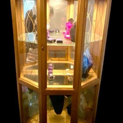 Gilded Gold Lighted Curio Display Cabinet * See Matching Cabinet In Lot UP5711
