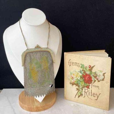 Evans Antique Metal Mesh Tiny Handbag * Antique Book ' Gems From Riley
