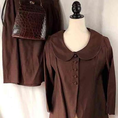 Vintage Sydney Of California Handbag * Vintage Brown 2-Piece Skirt Suit
