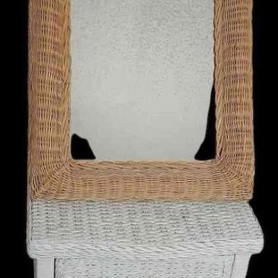 Wicker Mirror (does not have black) & 2-Drawer Nighstand
