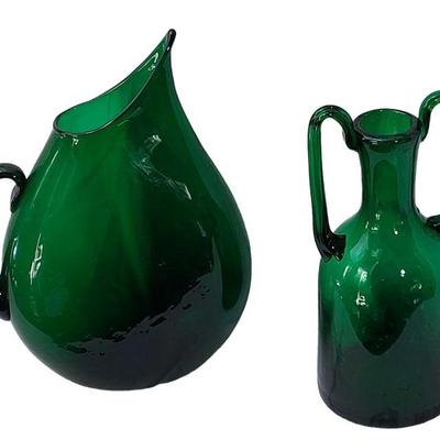 BLENKO??? Vintage Green Glass Pieces * Pitcher & Jug
