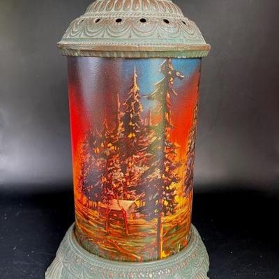 Antique Scene-In-Action Corporation Forest Scene Lamp * Works
