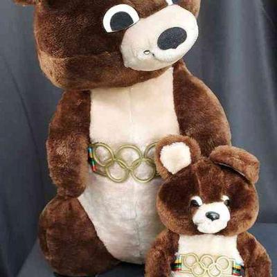 Moscow Olympics 1980 Collectable Bears * 2 Bears * Large (23 Inch) & Small (13 Inch(
