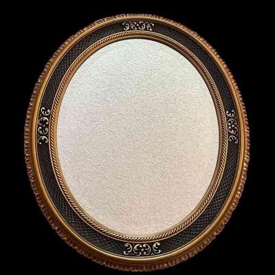 Gold Tone * Black Decorative Frame * Large Oval Mirror
